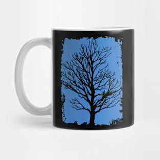 Pastel Blue Tree Silhouette Streetwear Mug